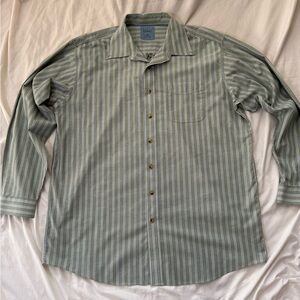 L.L. Bean Men's Green Striped Casual Shirt